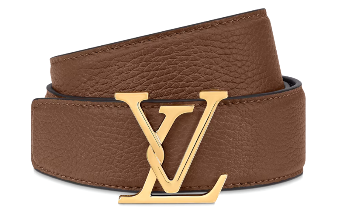 LOUIS VUITTON Attract Leather Belts Unisex Brown Width  3.5cm