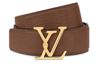 LOUIS VUITTON Attract Leather Belts Unisex Brown Width  3.5cm