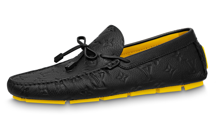 LOUIS VUITTON X Yayoi Kusama Moccasin Shoes 'Black Monogram With Yellow'