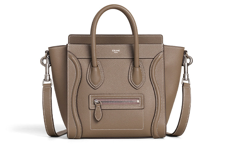 CELINE Classic Cow Leather Handbag Shoulder Bag Women's Mouse Gray