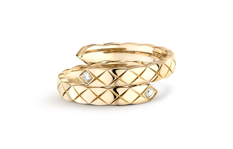 CHANEL CoCo Crush 18K Gold Rings Unisex Beige Gold