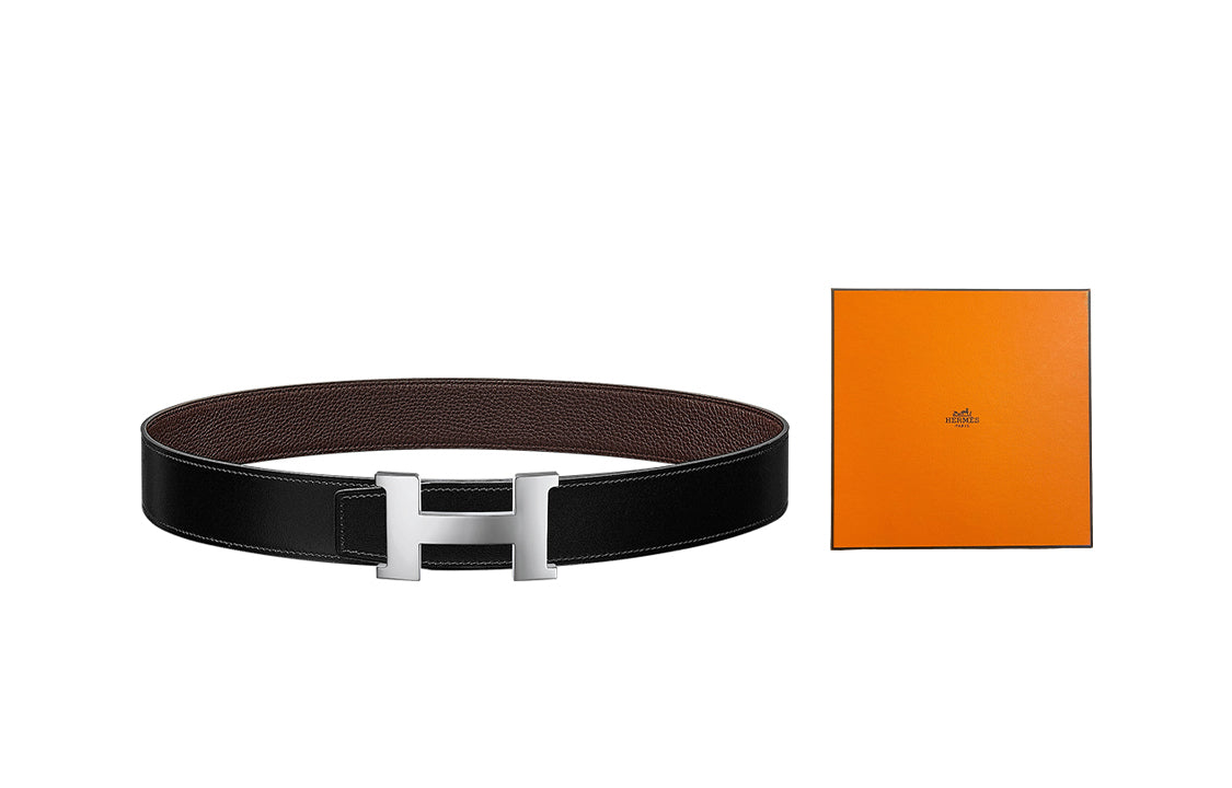 HERMES Constance Leather Belts Men Dark Chocolate Box