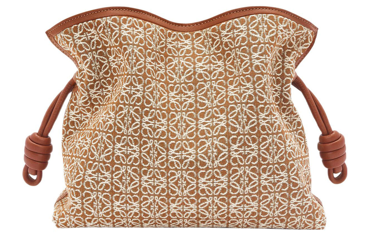LOEWE Flamenco Clutch In Anagram Jacquard And Calfskin Tan/Pecan