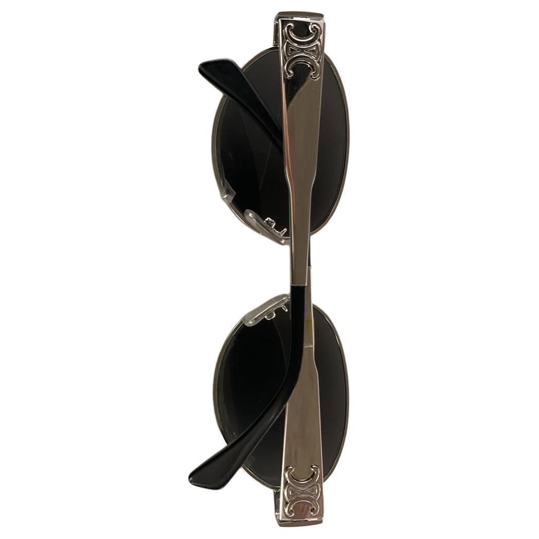 CELINE Oval Sunglasses Women's Silver