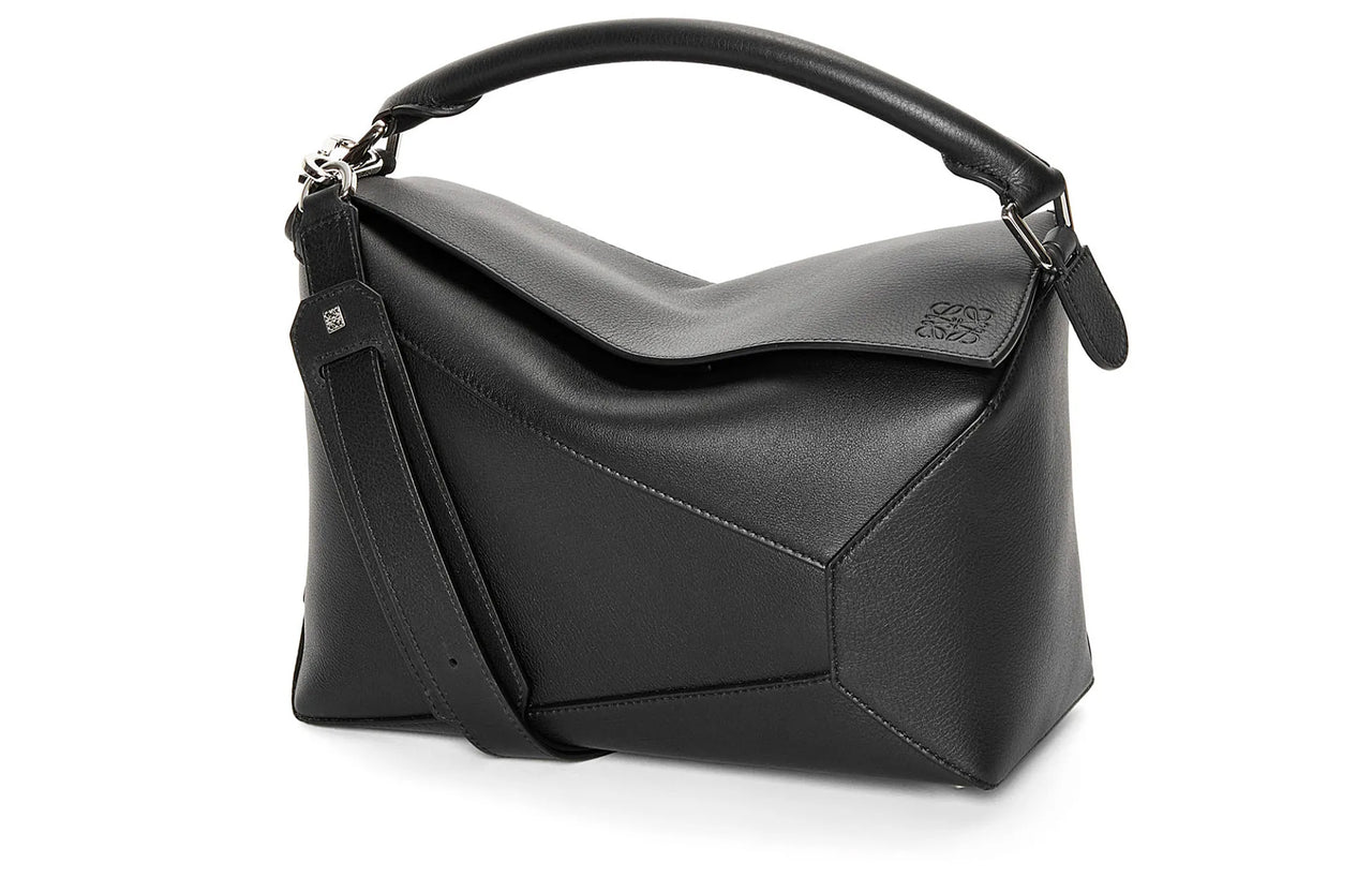 LOEWE Puzzle Cow Leather Puzzle Bag, Shoulder Bag, Crossbody Bag, Handbag Regular Women's Black