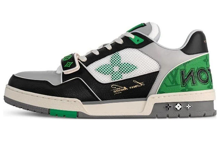LOUIS VUITTON Lv Trainer Monogram Strap Black White Green