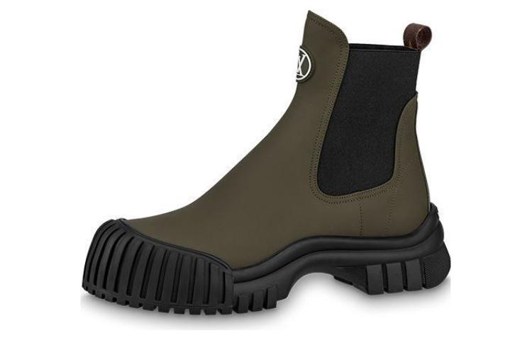 LOUIS VUITTON Ruby Crew Chelsea Boots Women's Khaki Green