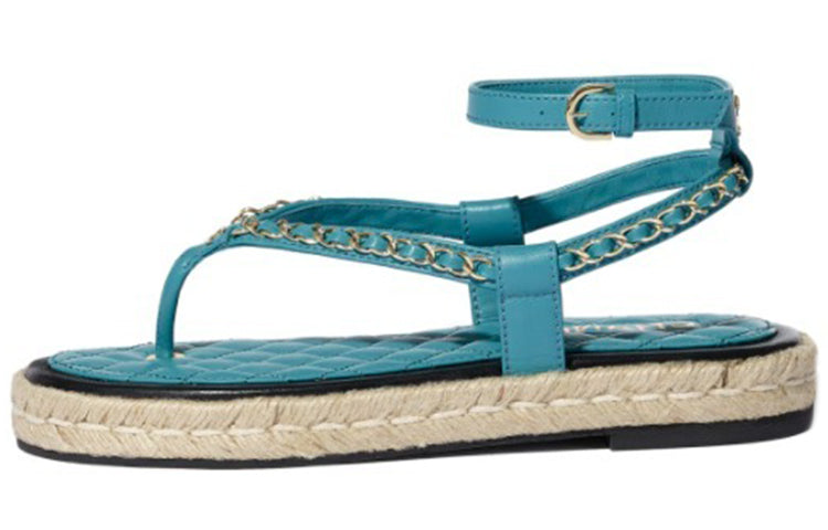 CHANEL Strap Sandals Women's Turkish Blue