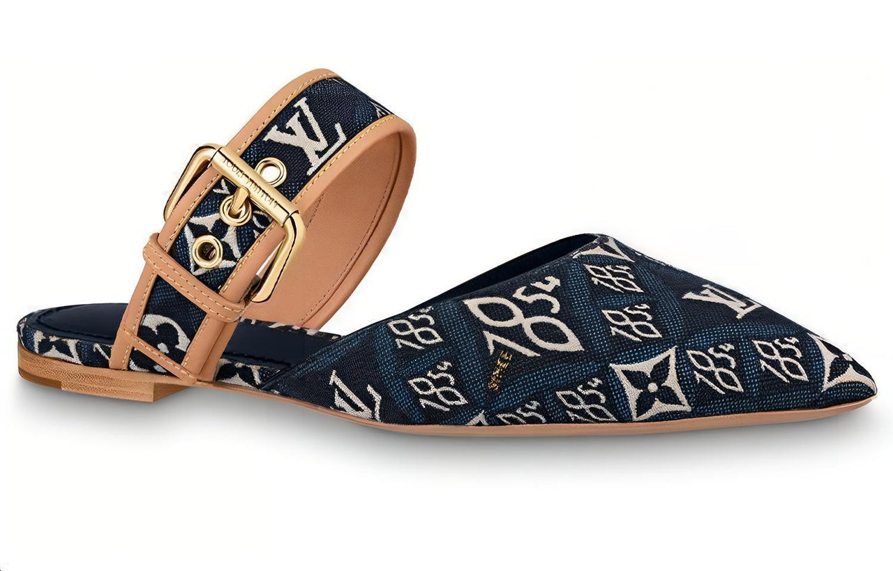LOUIS VUITTON Since 1854 Sofia Flat Mules 'Navy' Women's