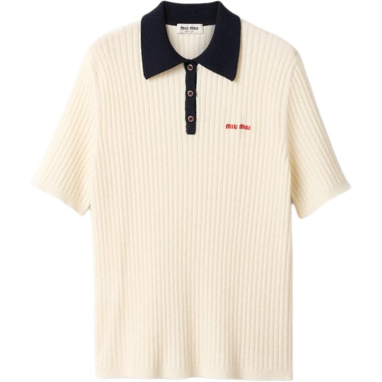 MIU MIU Ribbed Cashmere Polo Shirt