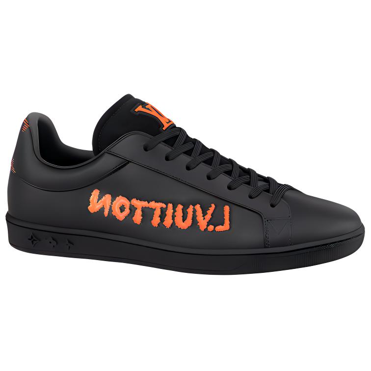 LOUIS VUITTON LV Luxembourg Samothrace Sneakers 'Black with Orange' 1A9JCP