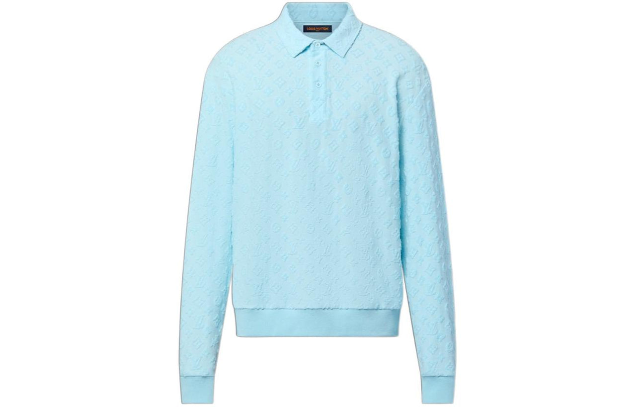 LOUIS VUITTON x Tyler Monogram Long Sleeved Cotton Polo Shirt Polo Shirt Men's Blue