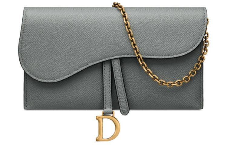 DIOR Saddle Grain Calfskin Saddle Bag, Wallet, Shoulder Bag, Clutch Women's Gray