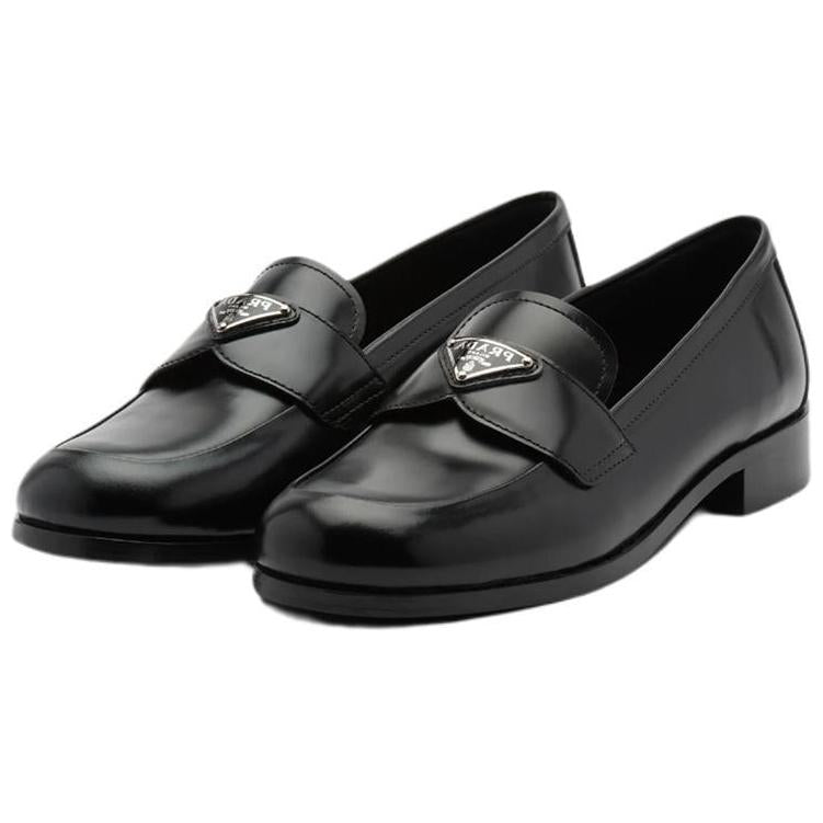 PRADA Bushed Leather Loafers 'Black' Women's