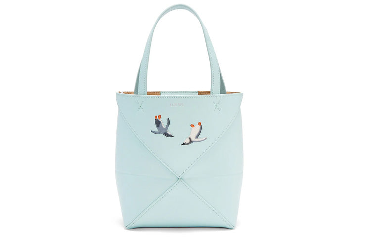 LOEWE Suna Fujita Collaboration Shiny Cow Leather Handbag Mini Women's Iceberg Blue