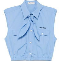 MIU MIU Logo-Embroidered Sleeveless Shirt