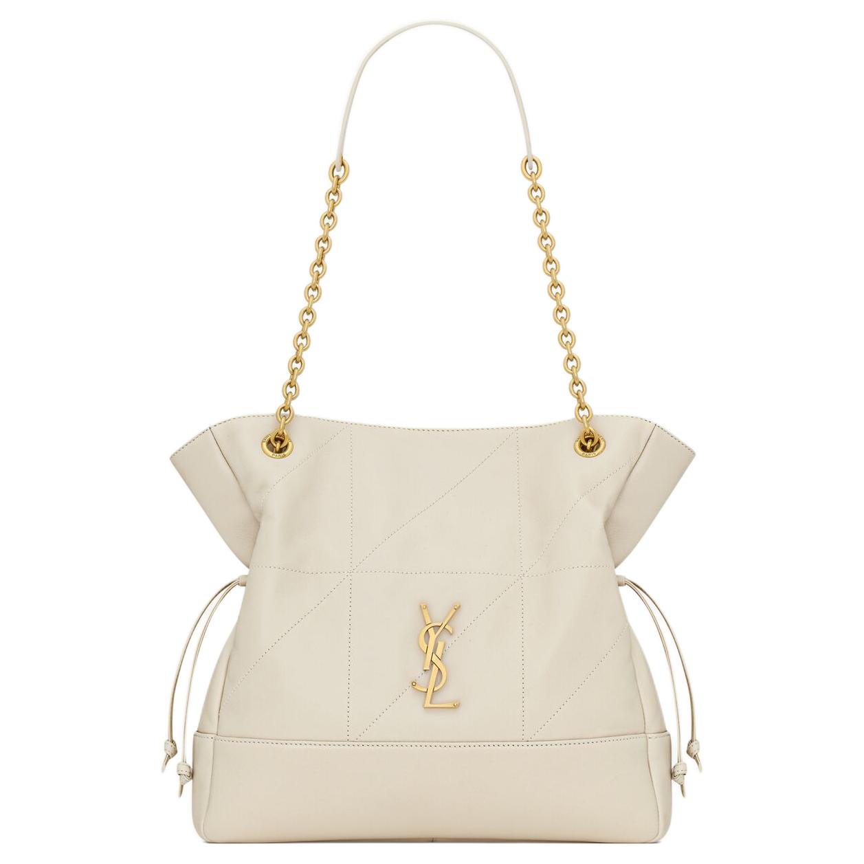 SAINT LAURENT Jamie Sheepskin Tote Bag, Shopping Bag, Handbag, Shoulder Bag Trumpets Women's Vintage White