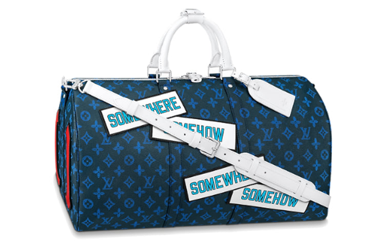 LOUIS VUITTON Keepall Bandouliere 50 Monogram Blue