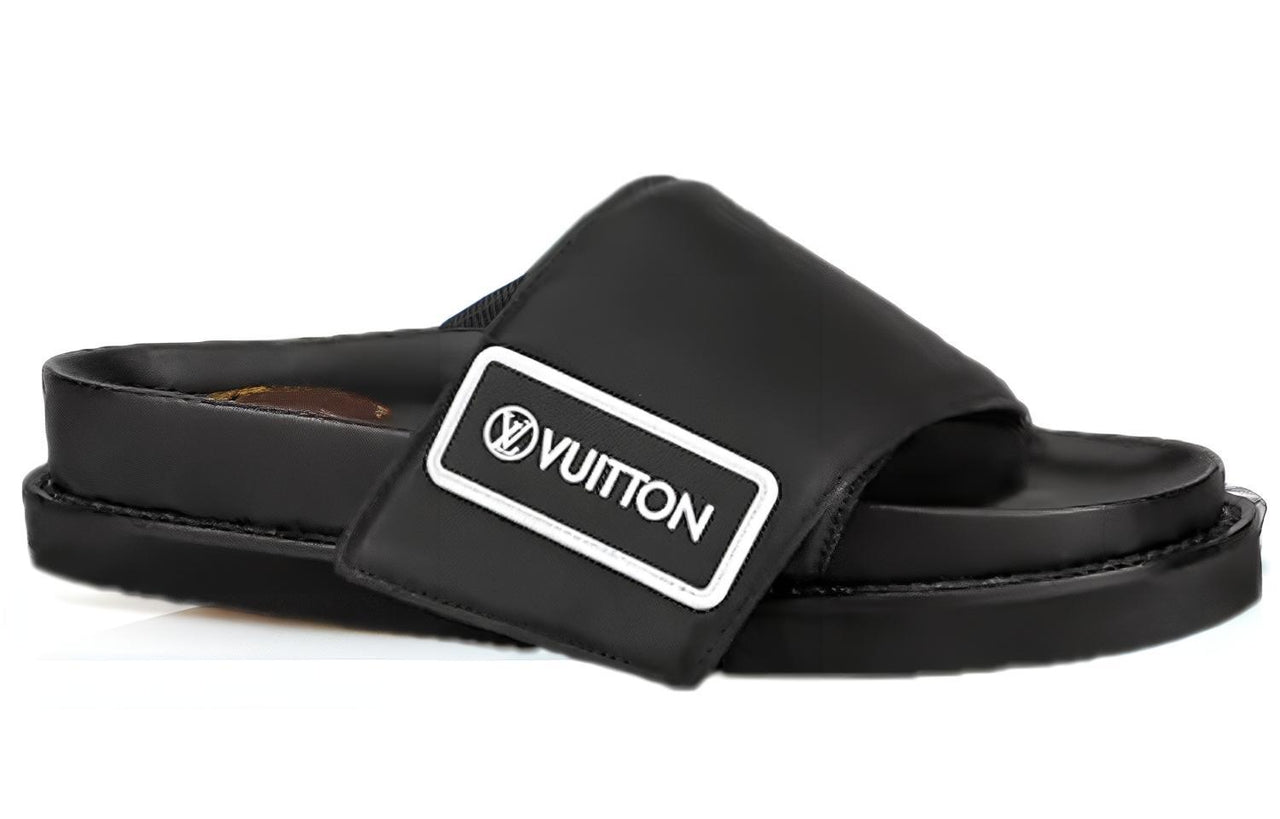 LOUIS VUITTON Slide Slippers Women's Black White