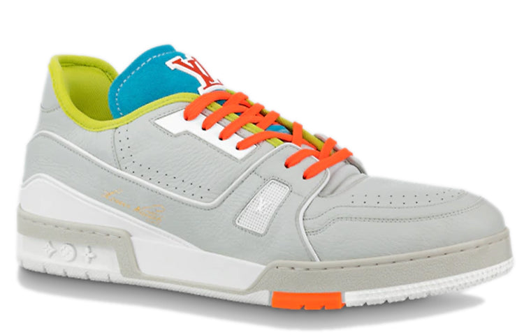 LOUIS VUITTON Trainer Upcycled Low Top Stylish Skateboarding Shoes Men's Gray Orange