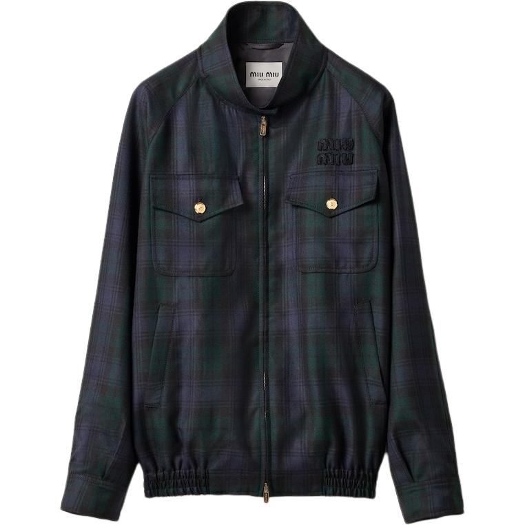 MIU MIU Zip Up Checked Jacket