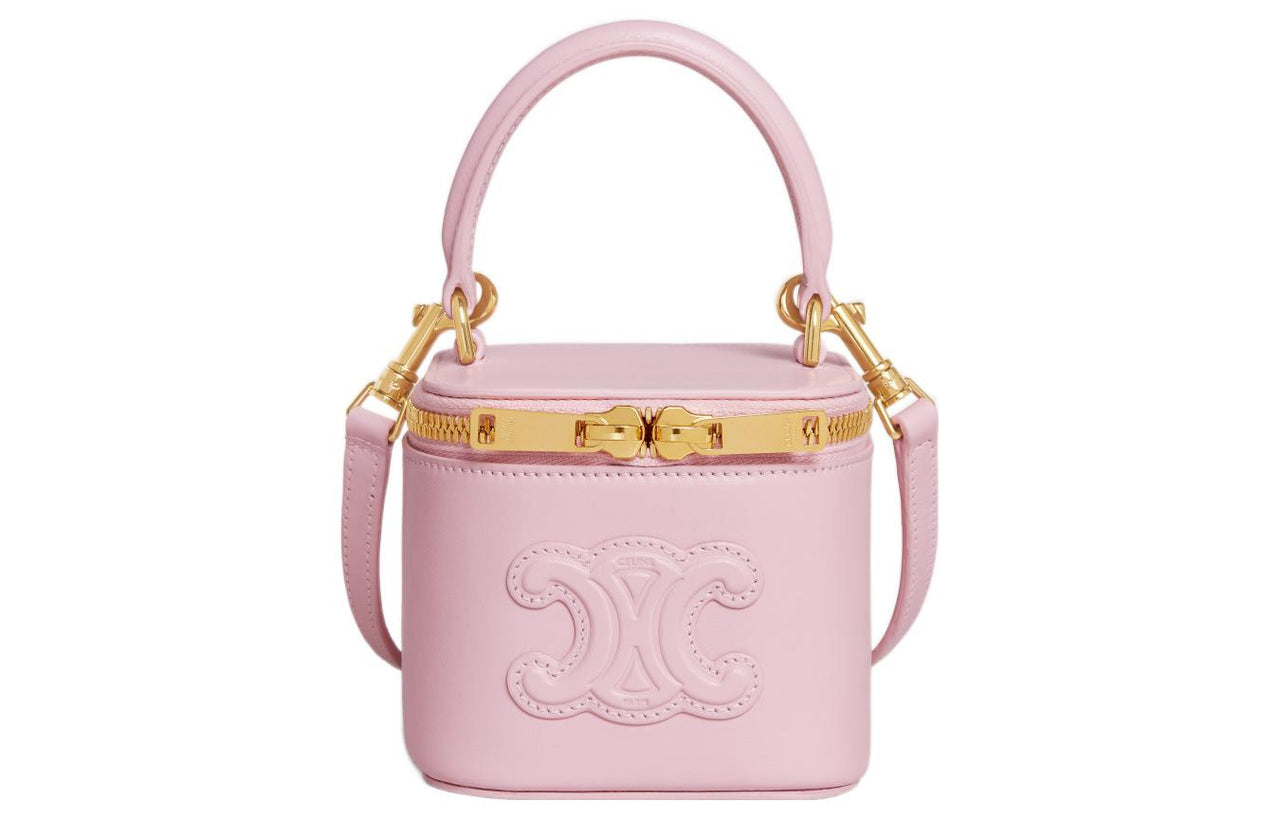 CELINE Smooth Cow Leather Makeup Case, Shoulder Bag, Crossbody Bag, Handbag Mini Women's Light Pink Red