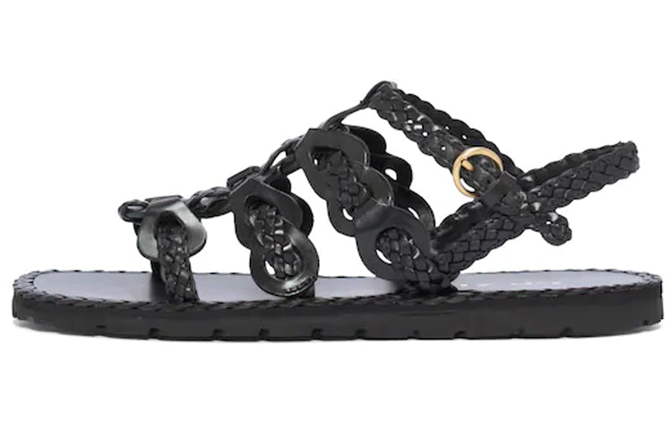 PRADA Braided Leather Sandals 'Black' Women's