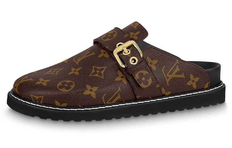 LOUIS VUITTON Cosy Comfort Closed Toe Slippers Women's Brown