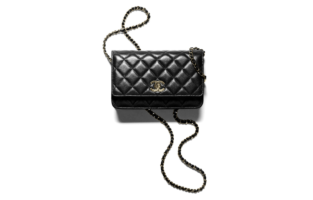 CHANEL WOC22K Fall And Winter Grain Embossed Calfskin Shoulder Bag, Crossbody Bag Women's Black