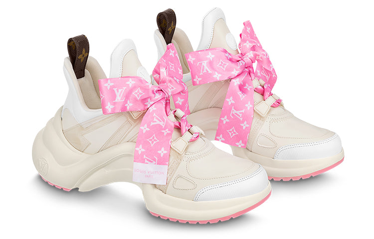 LOUIS VUITTON Archlight 1.0 Sneakers 'Beige With Pink Monogram Ribbon' Women's