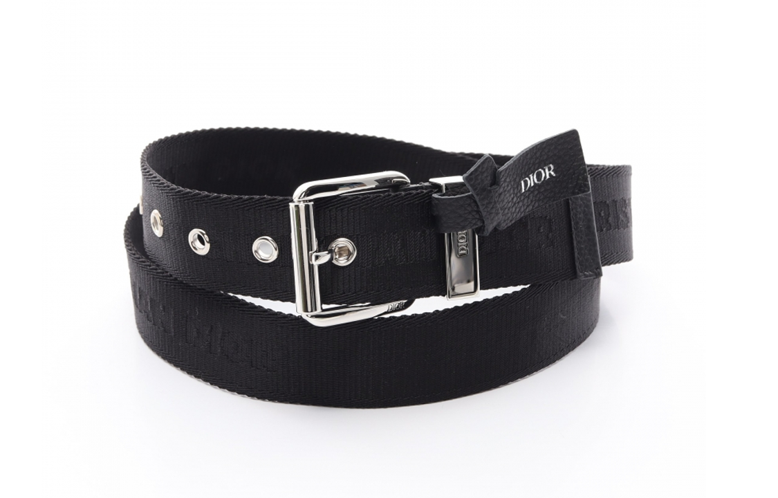 DIOR Leather Belts Men's Black Width 3.5CM
