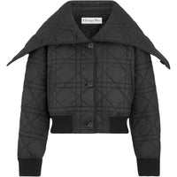 DIOR Macrocannage Bomber Jacket With Oversized Collar Jackets & Coats Women's Black