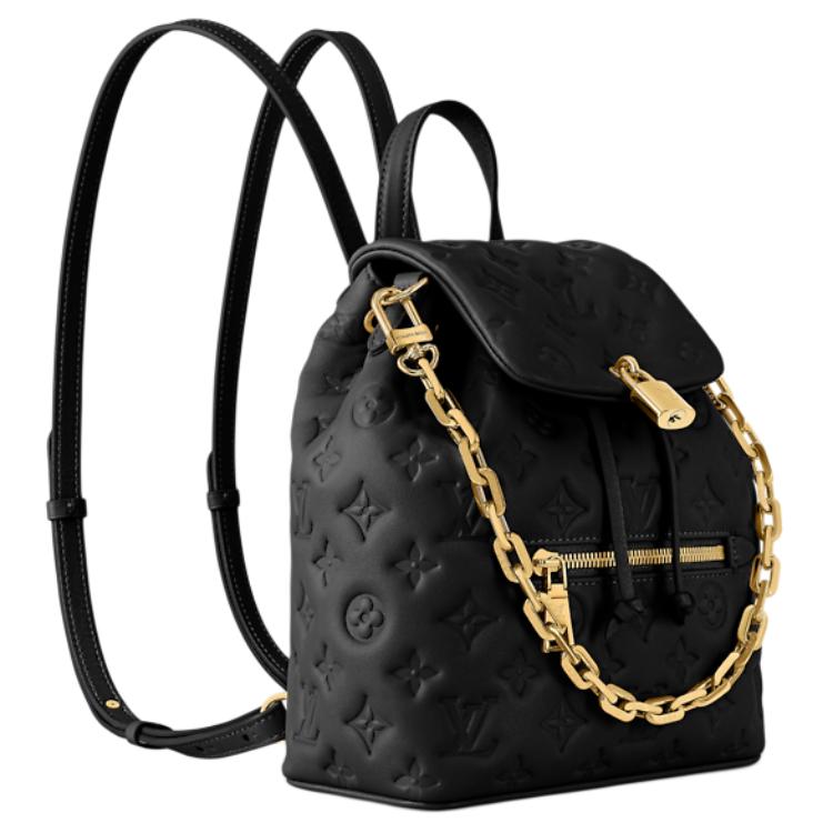 LOUIS VUITTON Coussin Sheepskin Backpack Small Size Women's Black