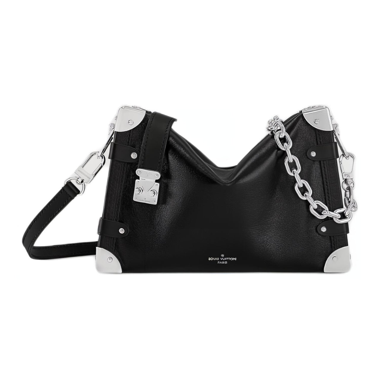 LOUIS VUITTON Cow Leather Shoulder Bag Crossbody Bag Medium Size Women's Black