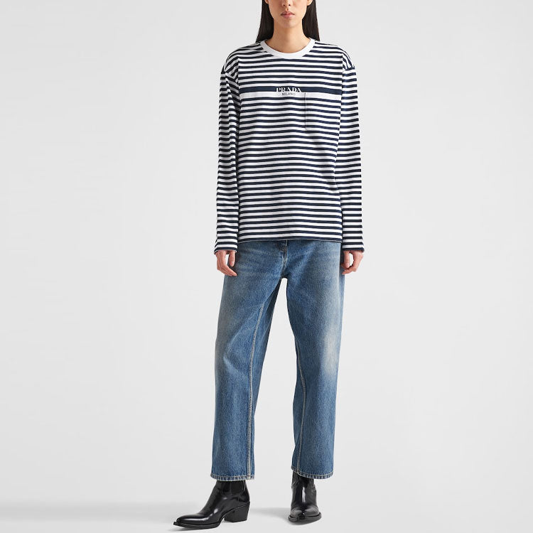 PRADA T-Shirts Women's Blue With White Lettering