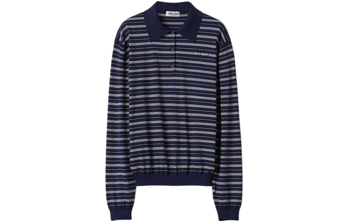 MIU MIU Logo print Striped Polo Top