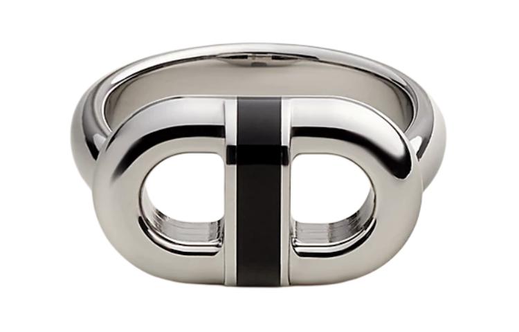HERMES Stainless Steel Metal Rings Unisex Silver