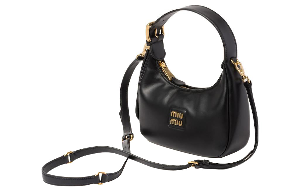 MIU MIU Leather Hobo Bag, Handbag, Shoulder Bag Women's Black