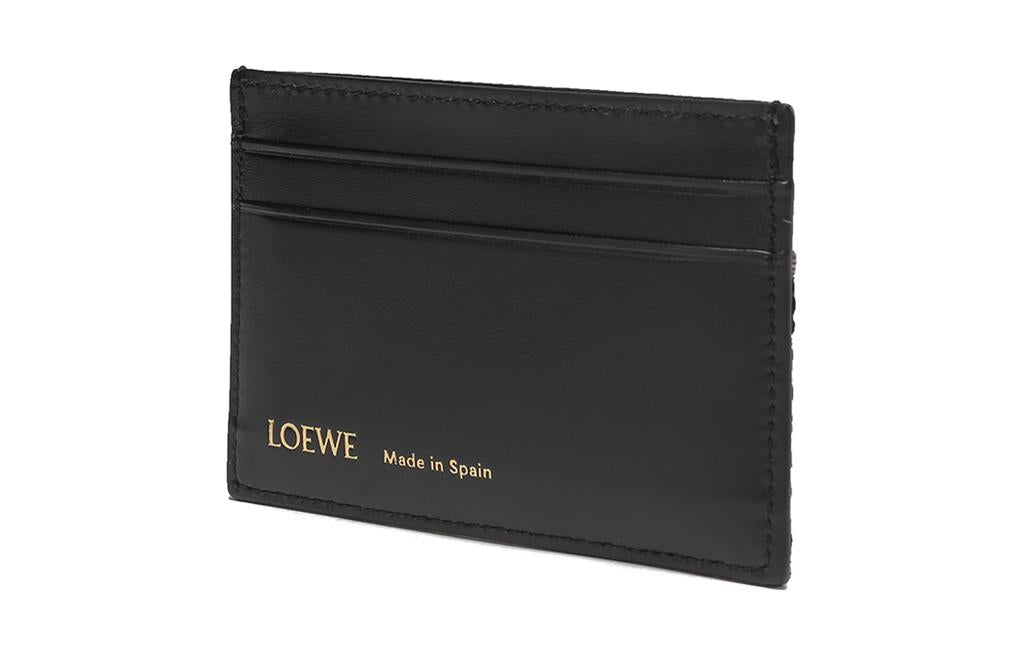 LOEWE Cow Leather Textile Card Clip Card Holder Women's Navy Black