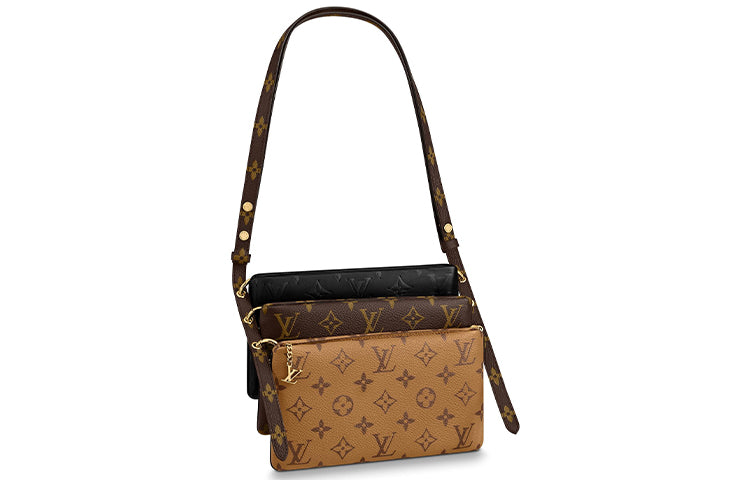 LOUIS VUITTON Lv3 Lambskin Clutch, Crossbody Bag, Shoulder Bag Women's Brown/Caramel/Black