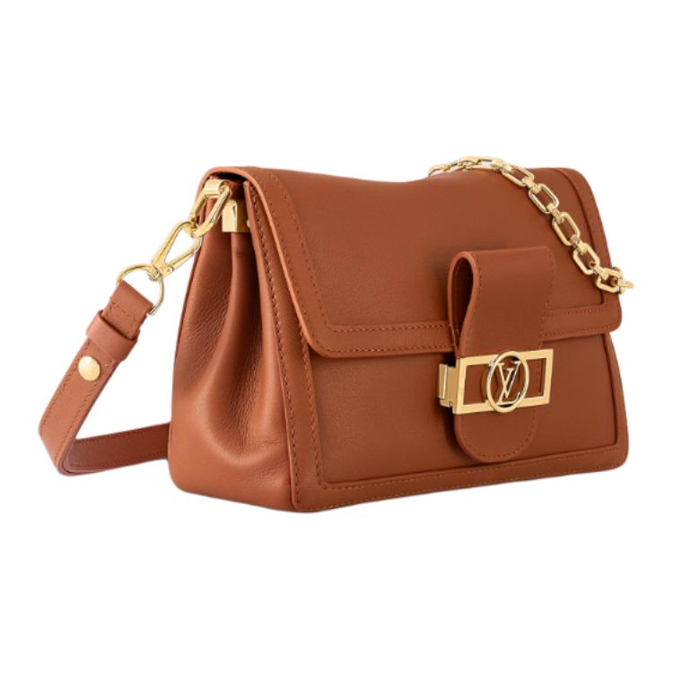 LOUIS VUITTON Dauphine Soft Calfskin Daphne Handbag Shoulder Bag Medium Size Women's Cognac Brown