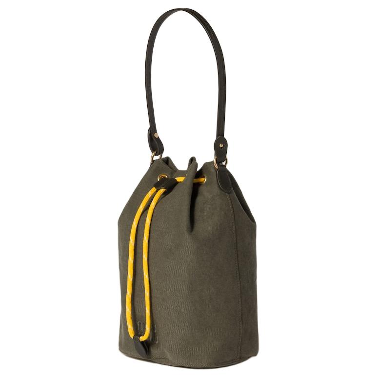 MIU MIU Cotton Bucket Bag Handbag Women's Olive Green