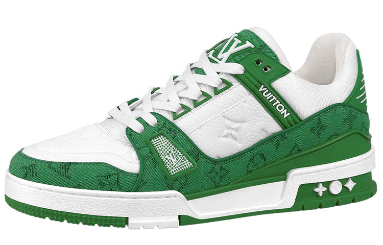 LOUIS VUITTON Trainer Green Monogram Denim White