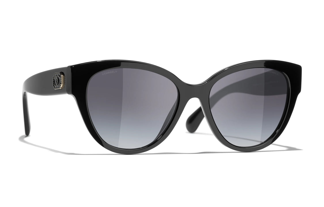 CHANEL Plate Frame Butterfly Sunglasses Unisex Black