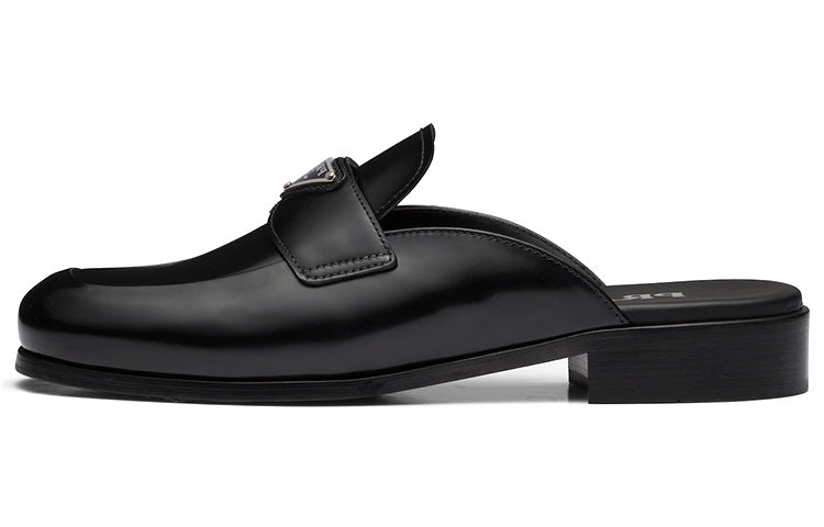 PRADA Brushed Leather Mules 'Black' Women's