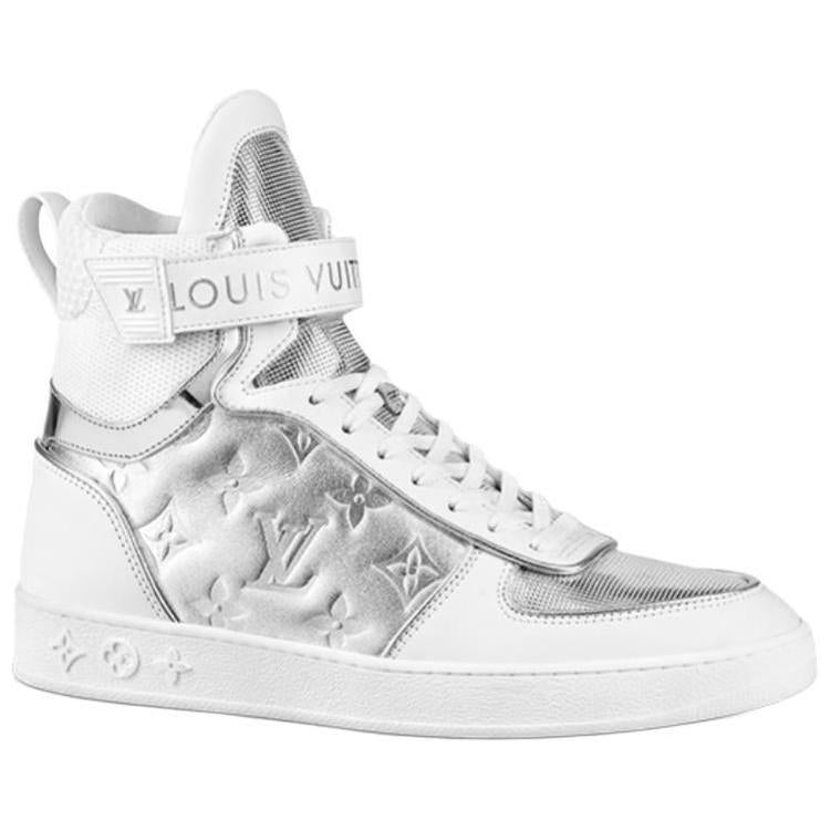 LOUIS VUITTON Boombo High Top Stylish Skateboarding Shoes Women's Silver White