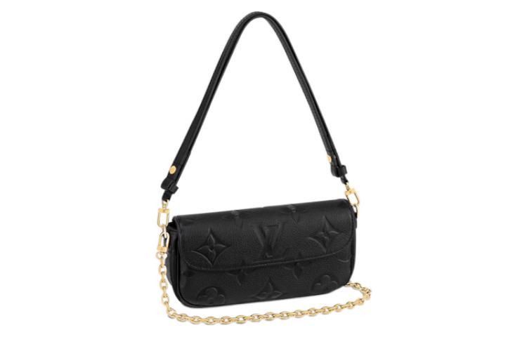 LOUIS VUITTON IVY Cow Leather Shoulder Bag Baguette Bag Handbag Shoulder Bag Women's Black