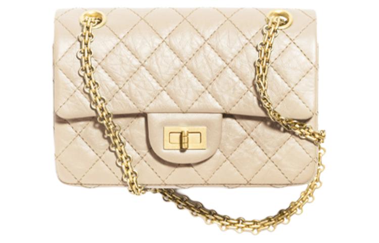 CHANEL 2.55 Calfskin Portable Crossbody Bag Shoulder Bag Women's Milk Tea