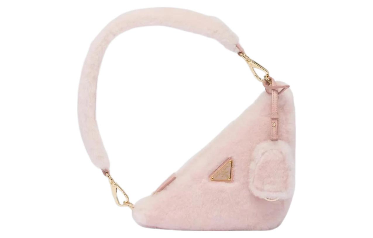 PRADA Plush Fuzzy Bag, Underarm Handbag, Shoulder Bag Women's Cherry Blossom Pink