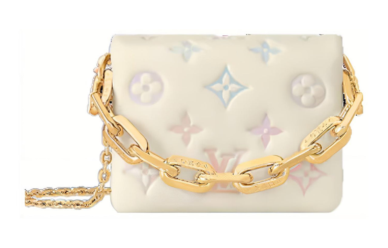 LOUIS VUITTON Coussin Sheepskin Shoulder Bag, Crossbody Bag Mini Women's White